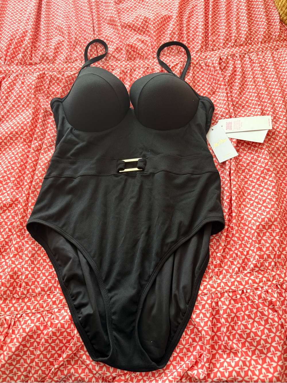 Lilly Pulitzer Black One-Piece Swimsuit with Gold Hardware